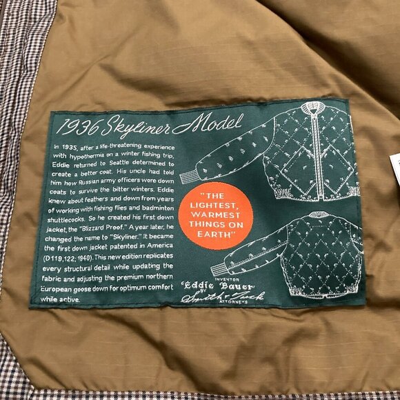 Eddie Bauer 1936 Skyliner Model Men’s XL Goose Down Vest Zip Grey Brown Quilted - Picture 6 of 10